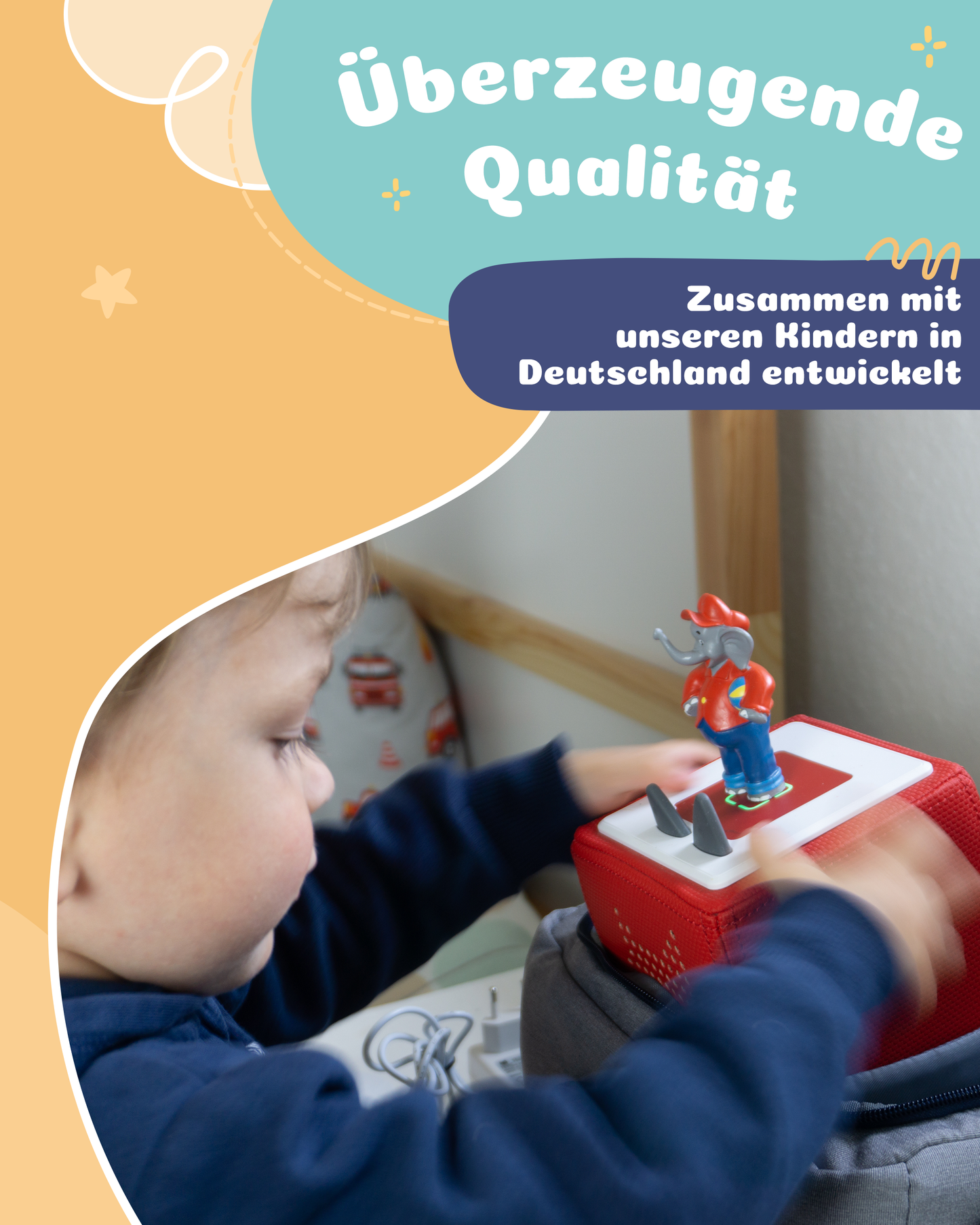 Tasche für Toniebox 1 & 2 - "BoxBag" für Musikbox, 20 Figuren und Kopfhörer, Grau-Blau Dino