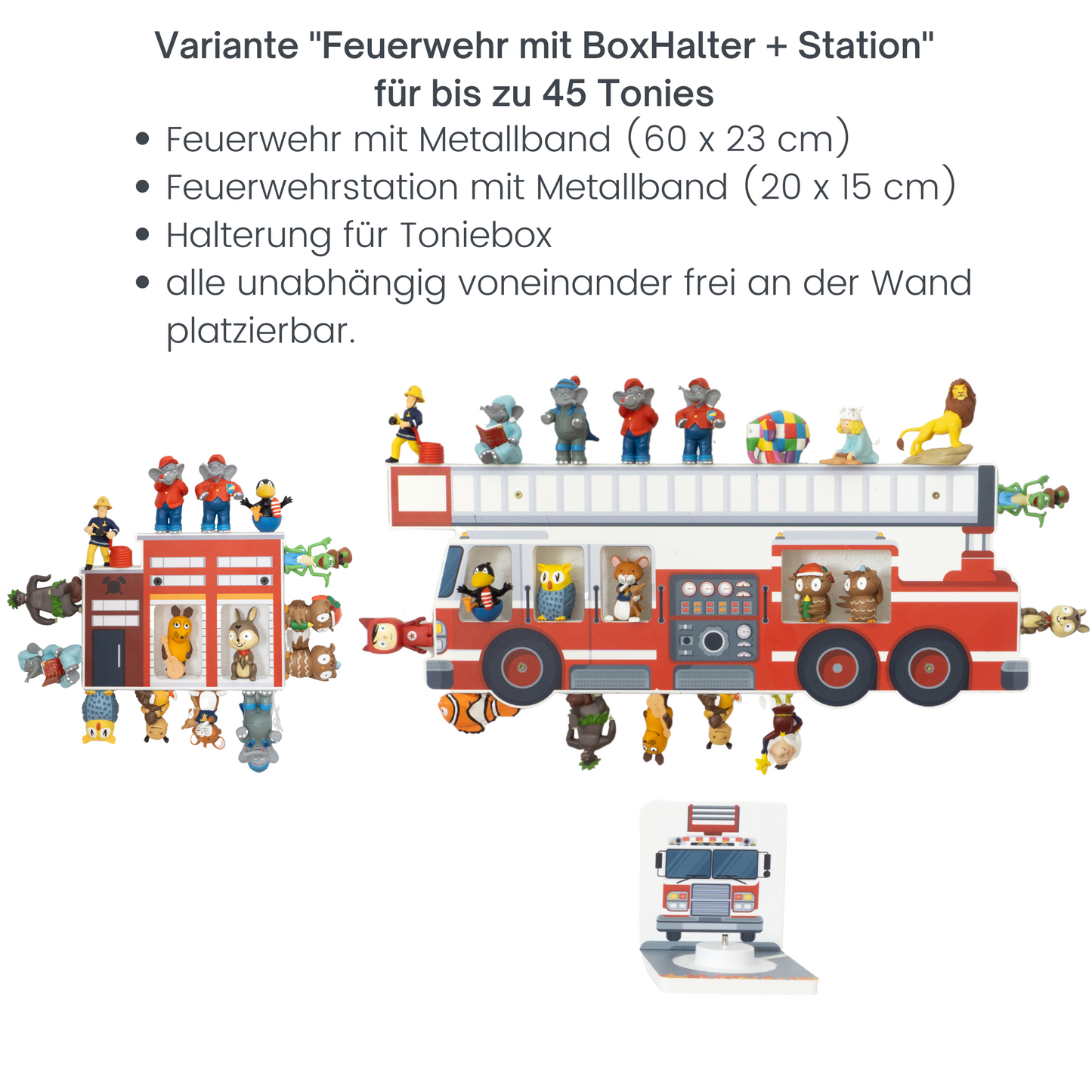 Regal für Tonies Feuerwehr für Magnetische Figuren, aus Forex, 60 x 23 cm