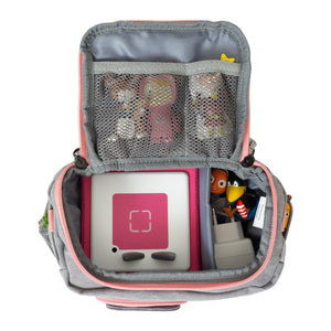 Tasche für Toniebox - "BoxBag Mini" für Musikbox, 10 Figuren, Grau Rosa Regenbogen