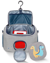 Laden Sie das Bild in den Galerie-Viewer, Tasche für Toniebox - &quot;BoxBag&quot; für Musikbox, 20 Figuren und Kopfhörer, Grau-Blau Dino
