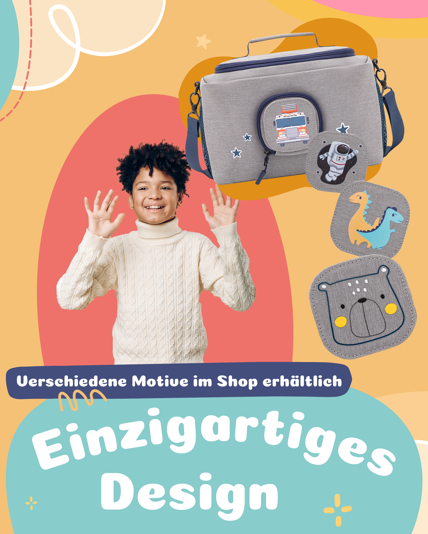 Tasche für Toniebox 1 & 2 - "BoxBag" für Musikbox, 20 Figuren und Kopfhörer, Grau-Blau Feuerwehr