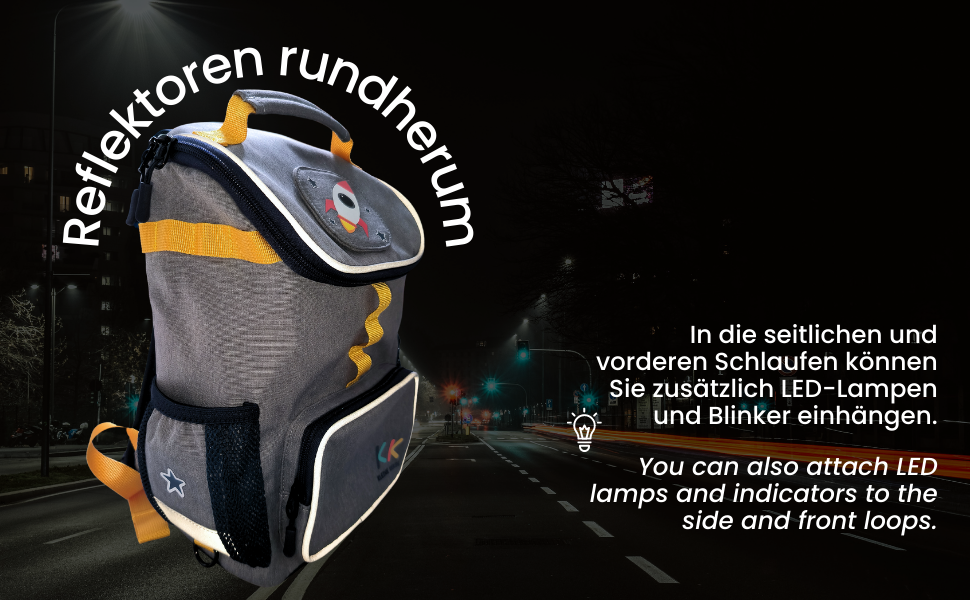 Kinderrucksack Jungen ab 4 Jahren, Kindergarten und Freizeit, Brustgurt und Trennfach