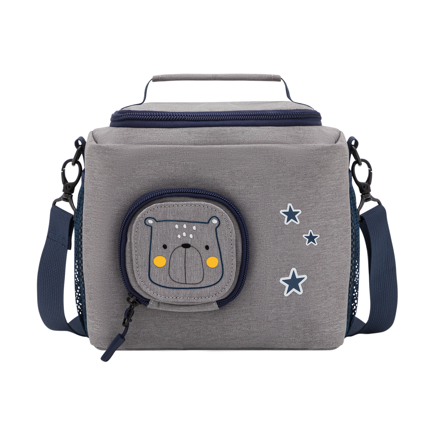 Tasche für Toniebox - "BoxBag Mini" für Musikbox, 10 Figuren, Grau Blau Bär