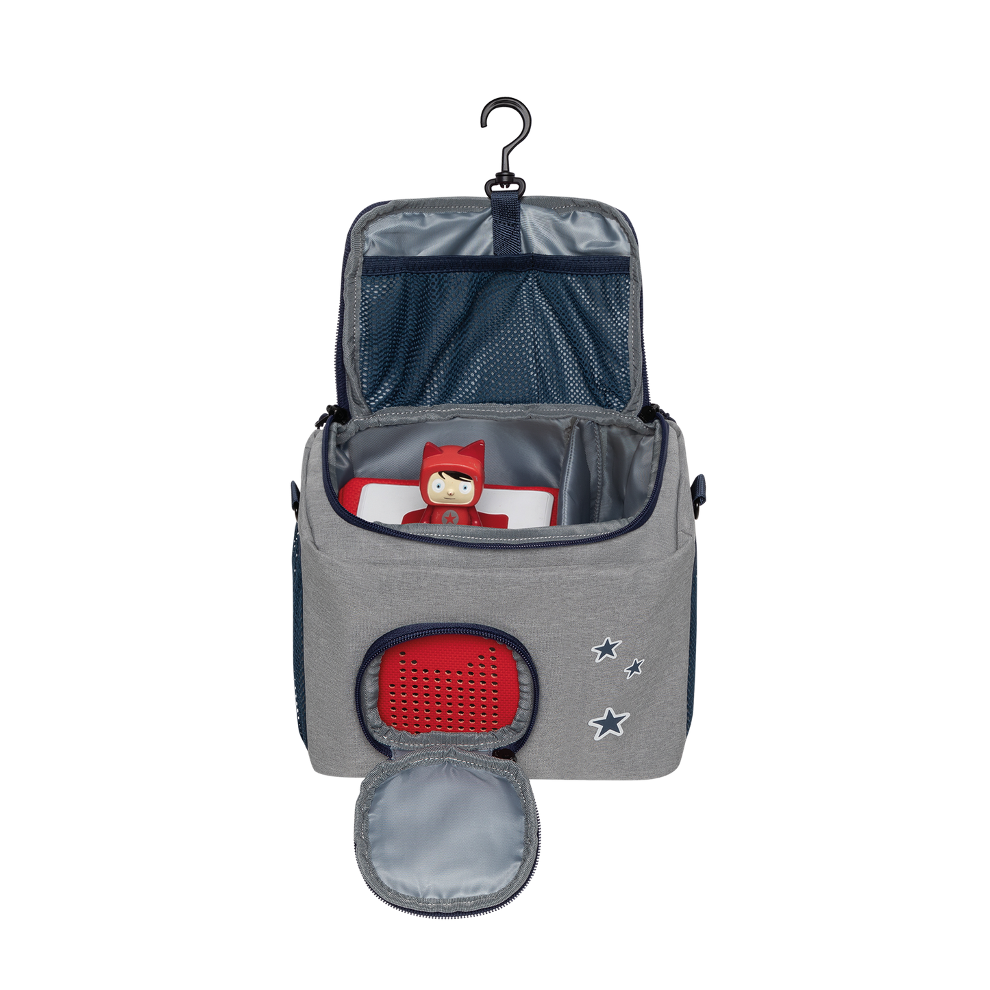 Tasche für Toniebox - "BoxBag Mini" für Musikbox, 10 Figuren, Grau Blau Bär