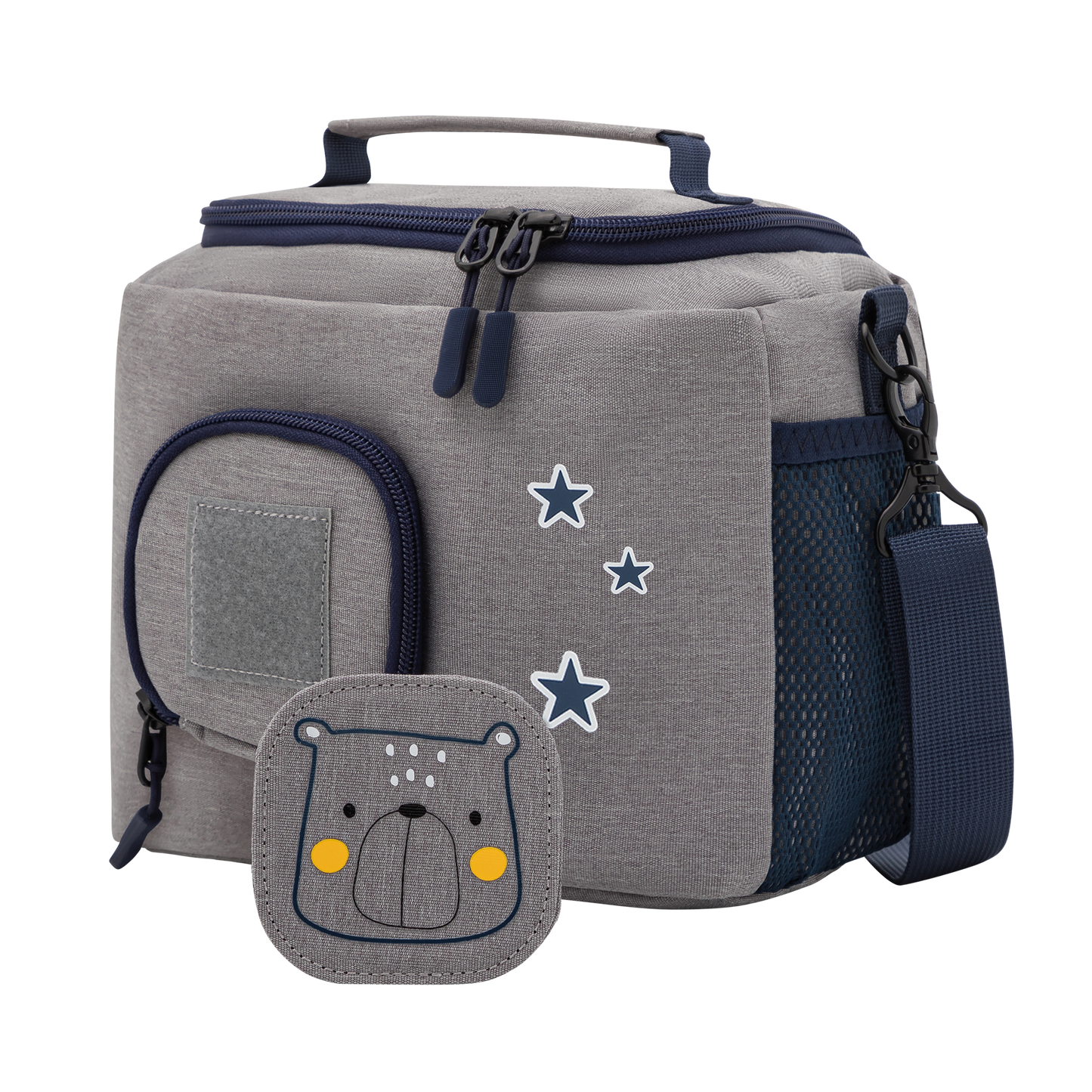 Tasche für Toniebox - "BoxBag Mini" für Musikbox, 10 Figuren, Grau Blau Bär