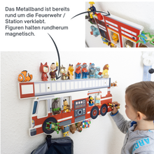 Load image into Gallery viewer, Regal für Tonies Feuerwehr für Magnetische Figuren, aus Forex, 60 x 23 cm
