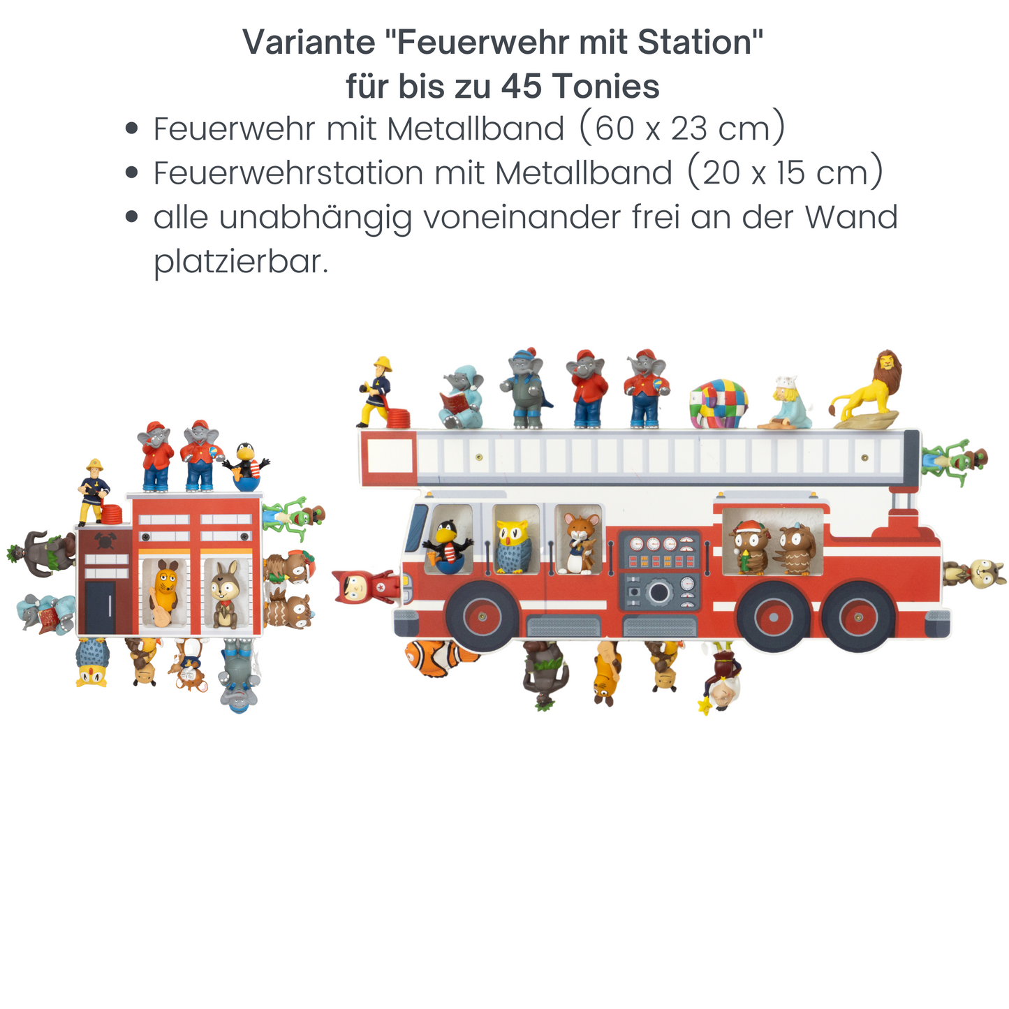 Regal für Tonies Feuerwehr für Magnetische Figuren, aus Forex, 60 x 23 cm