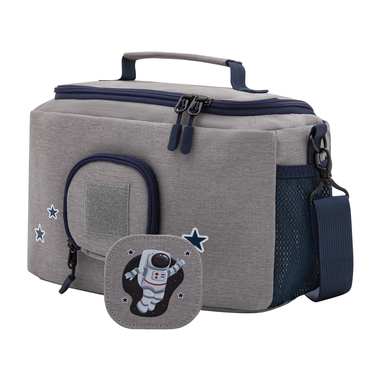 Tasche für Toniebox - "BoxBag" für Musikbox, 20 Figuren und Kopfhörer, Grau-Blau Astronaut