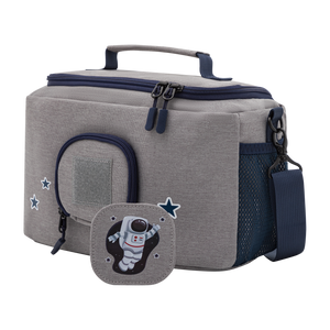 Tasche für Toniebox - "BoxBag" für Musikbox, 20 Figuren und Kopfhörer, Grau-Blau Astronaut