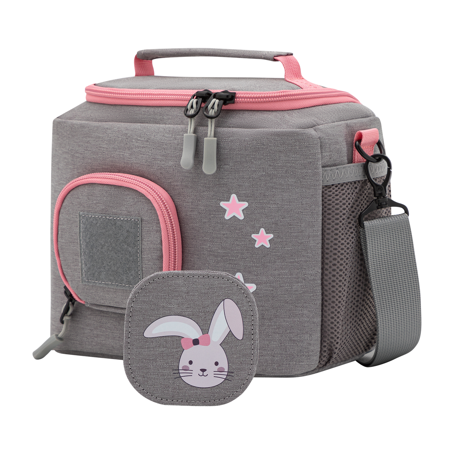 Tasche für Toniebox - "BoxBag Mini" für Musikbox, 10 Figuren, Grau Rosa Hase