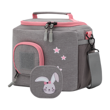 Load image into Gallery viewer, Tasche für Toniebox - &quot;BoxBag Mini&quot; für Musikbox, 10 Figuren, Grau Rosa Hase

