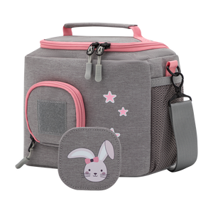 Tasche für Toniebox - "BoxBag Mini" für Musikbox, 10 Figuren, Grau Rosa Hase