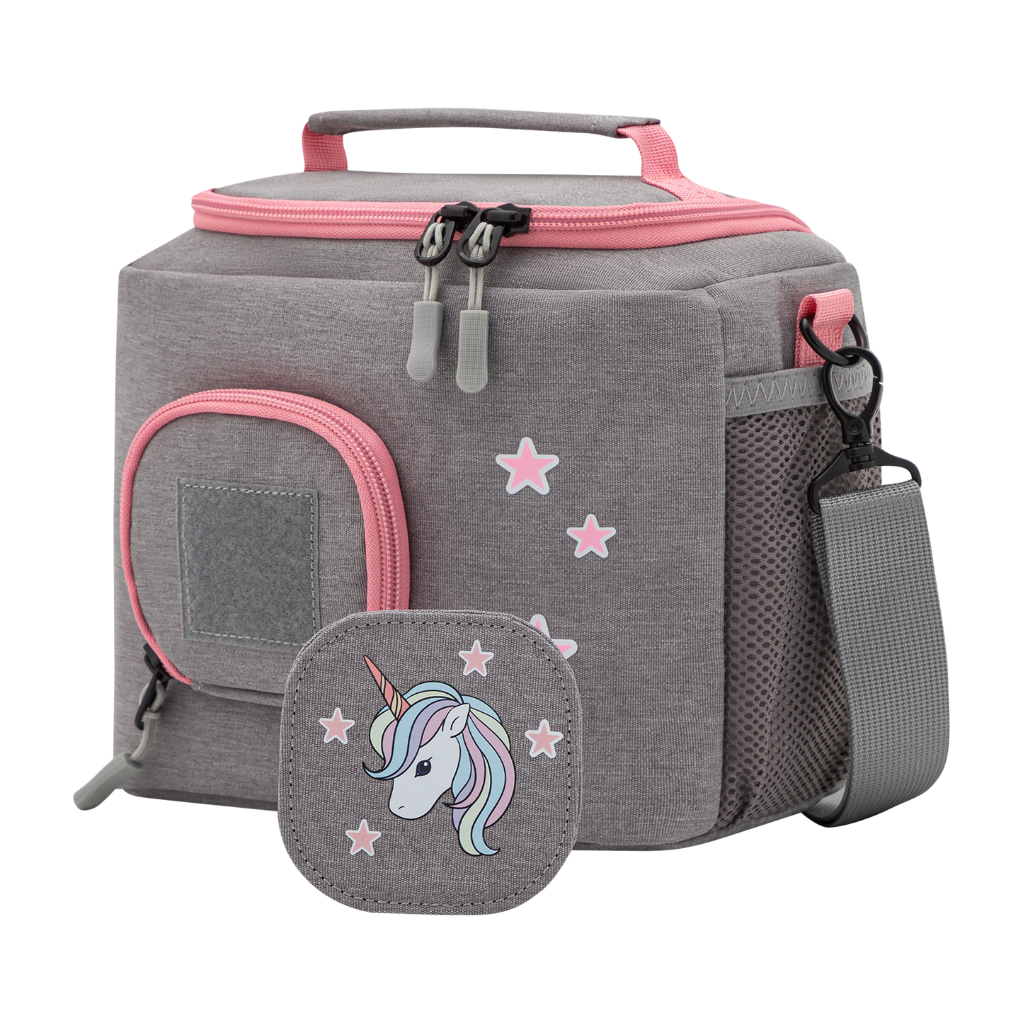 Tasche für Toniebox - "BoxBag Mini" für Musikbox, 10 Figuren, Grau Rosa Einhorn