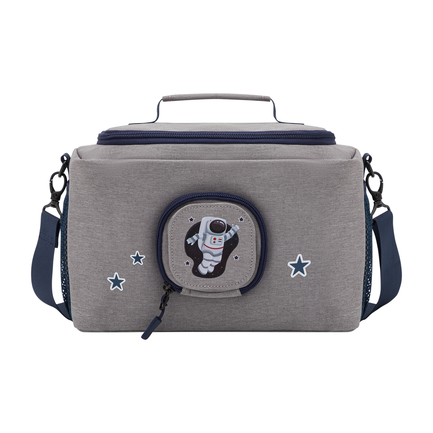 Tasche für Toniebox - "BoxBag" für Musikbox, 20 Figuren und Kopfhörer, Grau-Blau Astronaut