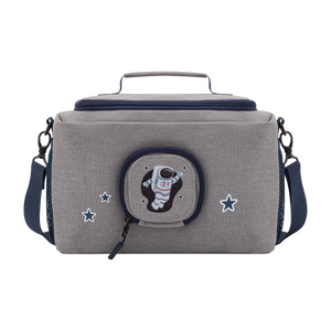 Tasche für Toniebox - "BoxBag" für Musikbox, 20 Figuren und Kopfhörer, Grau-Blau Astronaut