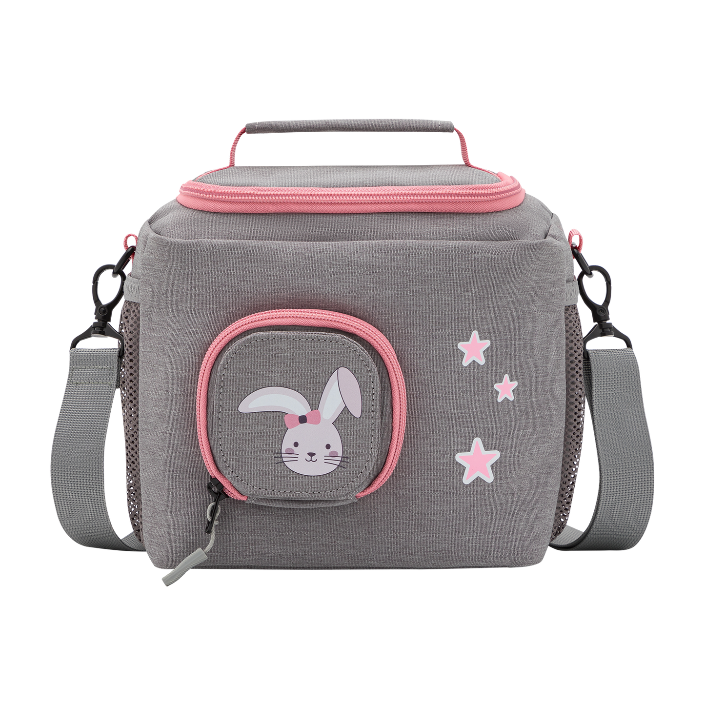 Tasche für Toniebox - "BoxBag Mini" für Musikbox, 10 Figuren, Grau Rosa Hase