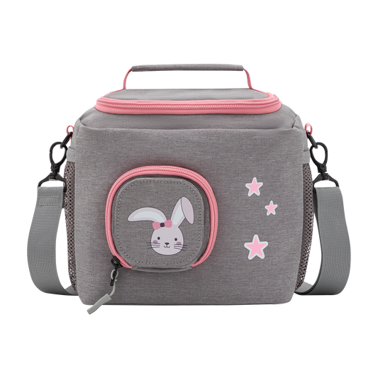 Tasche für Toniebox - "BoxBag Mini" für Musikbox, 10 Figuren, Grau Rosa Hase