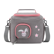 Load image into Gallery viewer, Tasche für Toniebox - &quot;BoxBag Mini&quot; für Musikbox, 10 Figuren, Grau Rosa Hase
