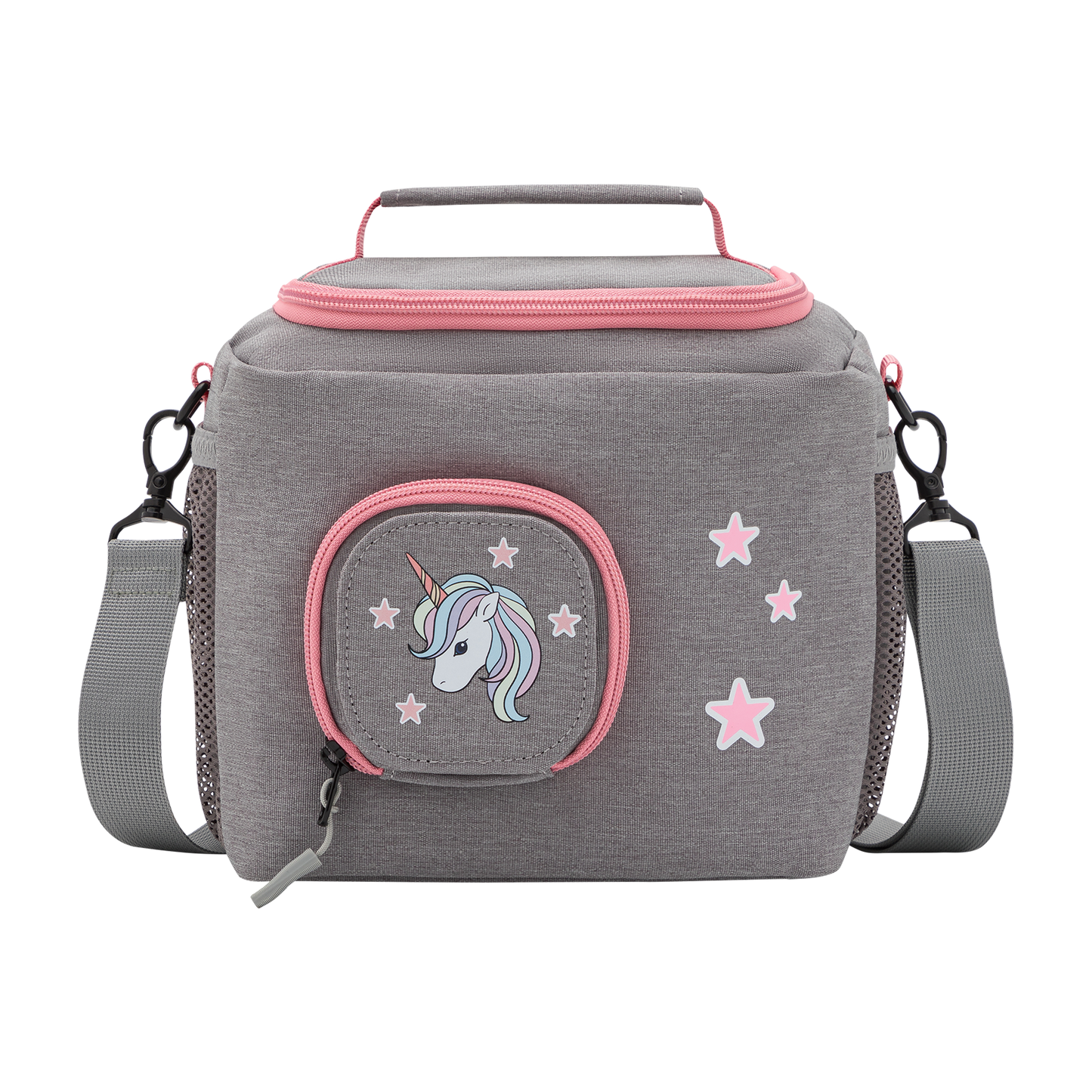 Tasche für Toniebox - "BoxBag Mini" für Musikbox, 10 Figuren, Grau Rosa Einhorn