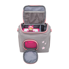 Laden Sie das Bild in den Galerie-Viewer, Tasche für Toniebox - &quot;BoxBag Mini&quot; für Musikbox, 10 Figuren, Grau Rosa Regenbogen
