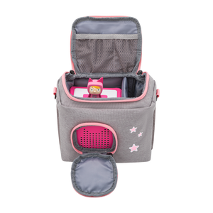Tasche für Toniebox - "BoxBag Mini" für Musikbox, 10 Figuren, Grau Rosa Hase